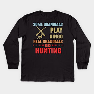 Real Grandmas Go Hunting Kids Long Sleeve T-Shirt